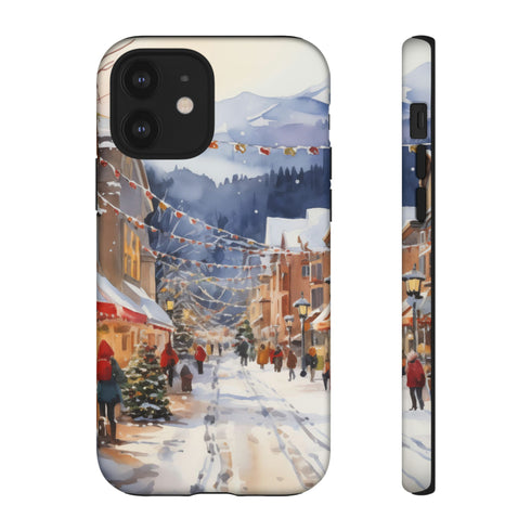 Bustling Victorian Christmas Market - Impact Resistant Phone Case iPhone 12 Matte